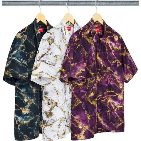 Supreme Marble Silk S/S Shirt - $158.00