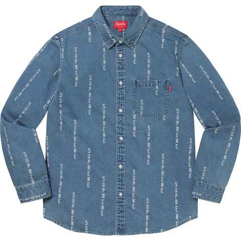 トップス Supreme Logo Stripe Jacquard Denim Shirt Logo Stripe Jacquard Denim Shirt - Supreme