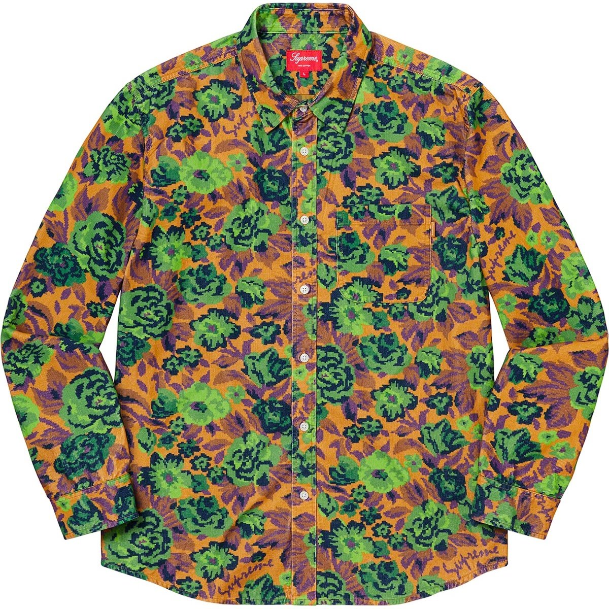 Supreme Digi Floral Corduroy Shirt (FW20) - $128