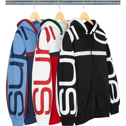 Big Logo Paneled Zip Up Hooded Sweatshirt - Supreme
