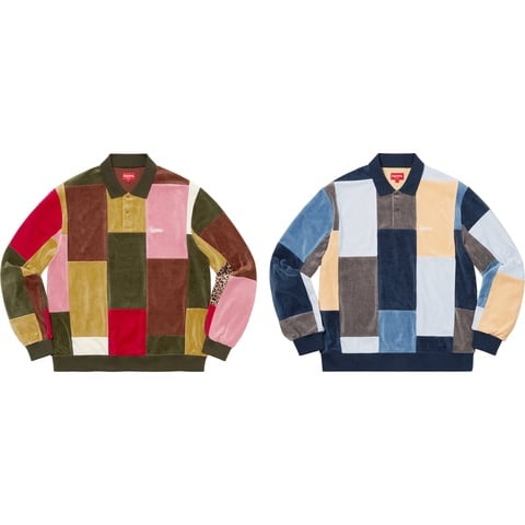 【希少】Supreme 20AW Patchwork Velour Polo Patchwork Velour L/S Polo - fall/winter 2020 - Supreme