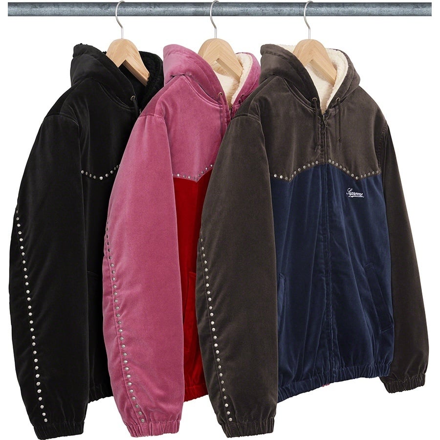 Studded Velvet Hooded Work Jacket - SupremeCommunity