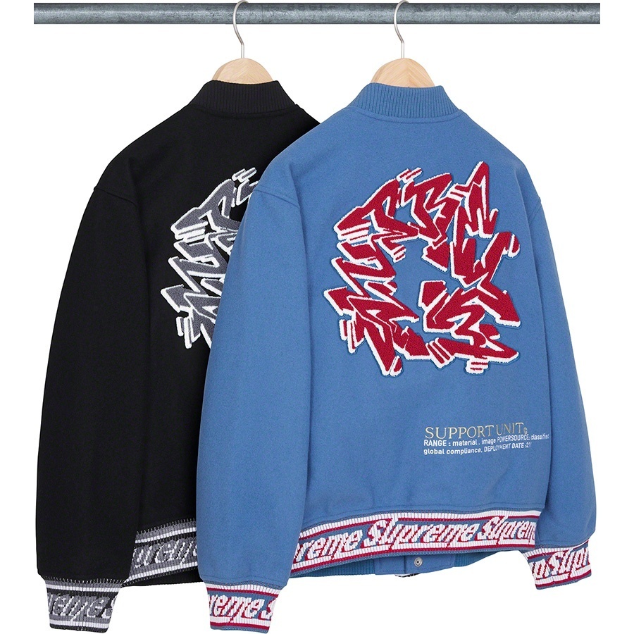 SUPREME スタジャン ブルー/レッド Support Unit Varsity Jacket - fall/winter 2021 - Supreme