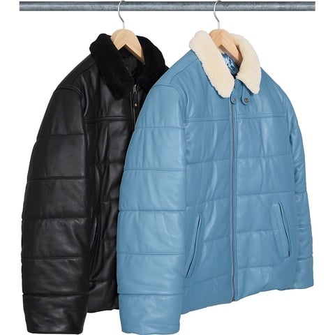 Supreme®/Schott® Shearling Collar Leather Puffy Jacket - Supreme