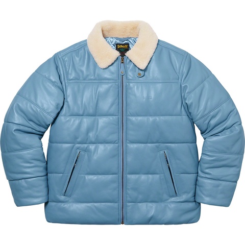 Supreme®/Schott® Shearling Collar Leather Puffy Jacket - Supreme