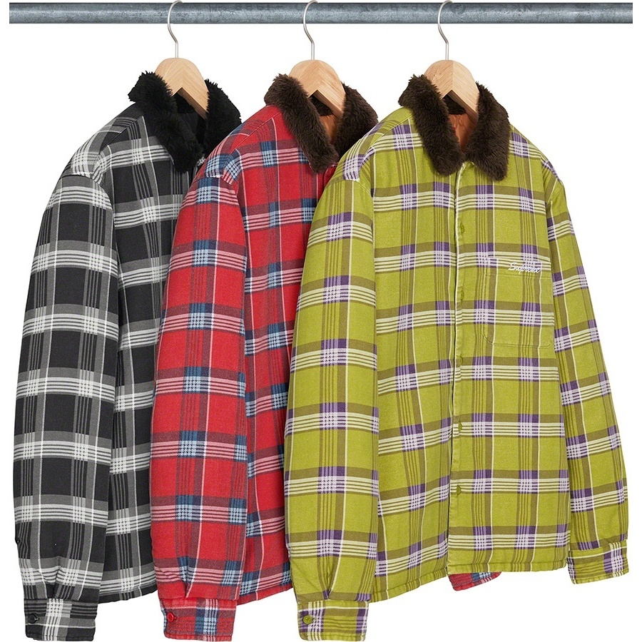 Faux Fur Collar Flannel Shirt - SupremeCommunity
