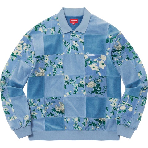 トップス supreme Floral Patchwork Velour L/S Polo Supreme Floral Patchwork Velour L/S Polo Slate Men's - FW21 - US