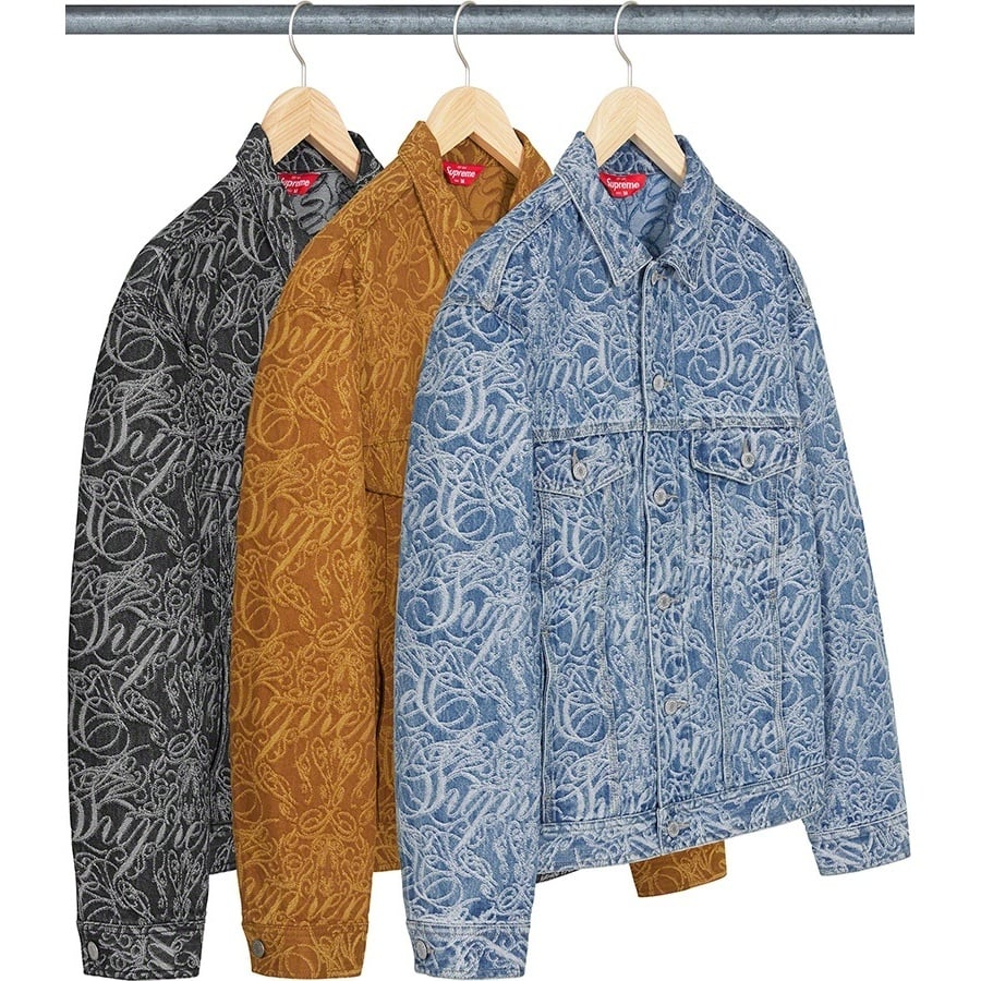 Script Jacquard Denim Trucker Jacket - SupremeCommunity