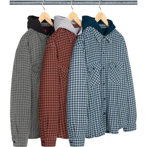 Houndstooth Flannel Hooded Shirt - Supreme