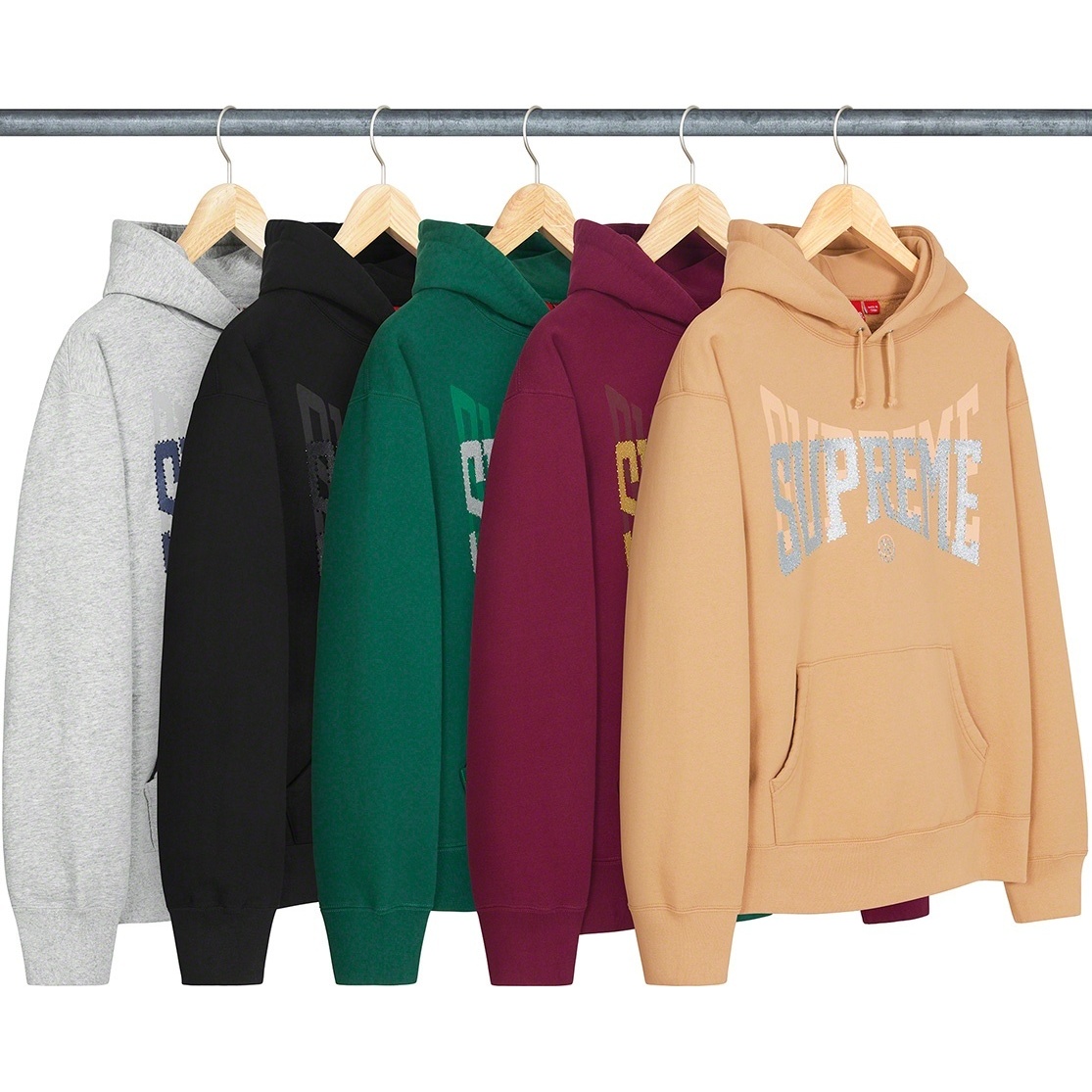 SUPREME rhinestoneグリーン フーディー Supreme Rhinestone Hooded Sweatshirt Dark Green Men's - FW21 - US