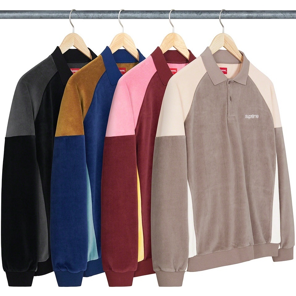 Paneled Velour L/S Polo - SupremeCommunity