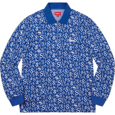 Supreme　22FW Currency Jacquard Zip L/S　L Currency Jacquard Zip L/S Polo - fall/winter 2022 - Supreme