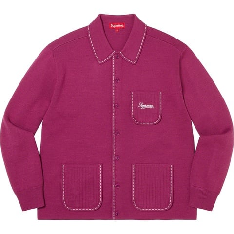 Contrast Stitch Button Up Sweater - SupremeCommunity