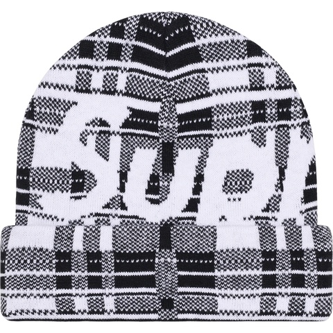Supreme Big Logo Beanie - White Plaid