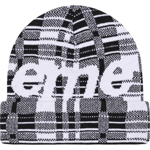 Supreme Big Logo Beanie - White Plaid