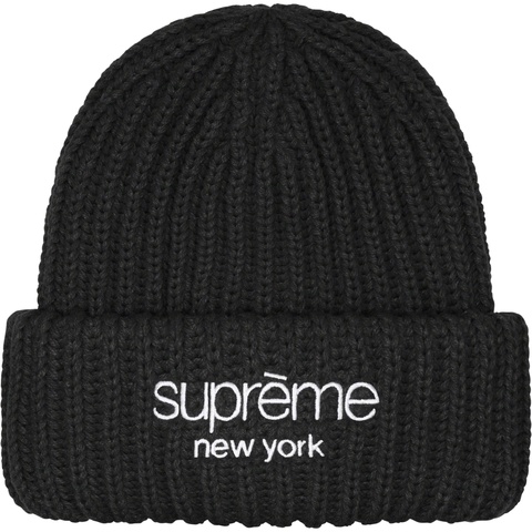 Supreme Classic Logo Chunky Ribbed Beanie - Black