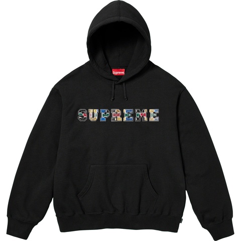 Collegiate Patchwork Leather Hooded Sweatshirt - Supreme