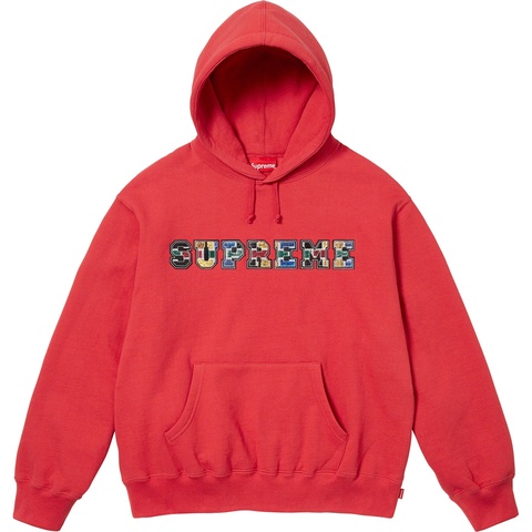 Supreme Collegiate Patchwork Leather Hooded Sweatshirt - Burnt Red
