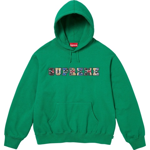 Supreme Collegiate Patchwork Leather Hooded Sweatshirt - Green