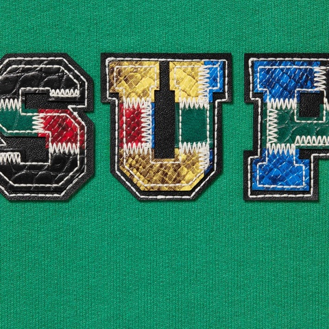 Supreme Collegiate Patchwork Leather Hooded Sweatshirt - Green