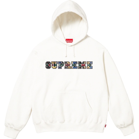 Supreme Collegiate Patchwork Leather Hooded Sweatshirt - White