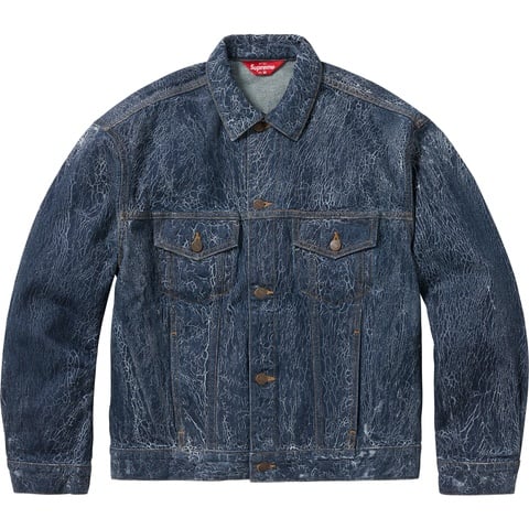 Supreme Crackle Denim Trucker Jacket - Blue