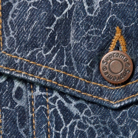 Supreme Crackle Denim Trucker Jacket - Blue