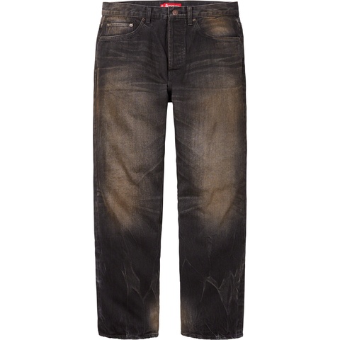 Supreme Distressed Loose Fit Selvedge Jean - Washed Black