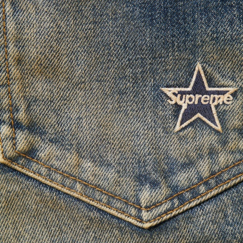 Supreme Distressed Loose Fit Selvedge Jean - Washed Blue