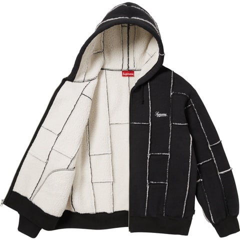 Supreme Faux Shearling Zip Up Hooded Sweatshirt - Black