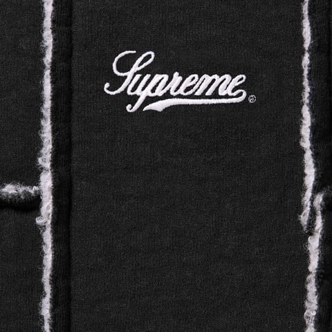 Supreme Faux Shearling Zip Up Hooded Sweatshirt - Black