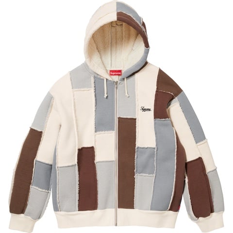 Supreme Faux Shearling Zip Up Hooded Sweatshirt - Natural