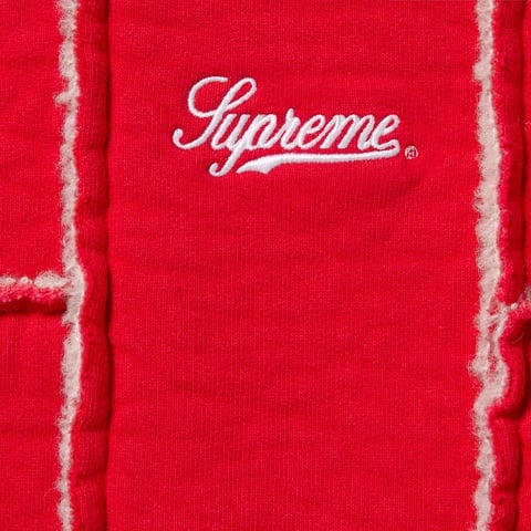 Supreme Faux Shearling Zip Up Hooded Sweatshirt - Red