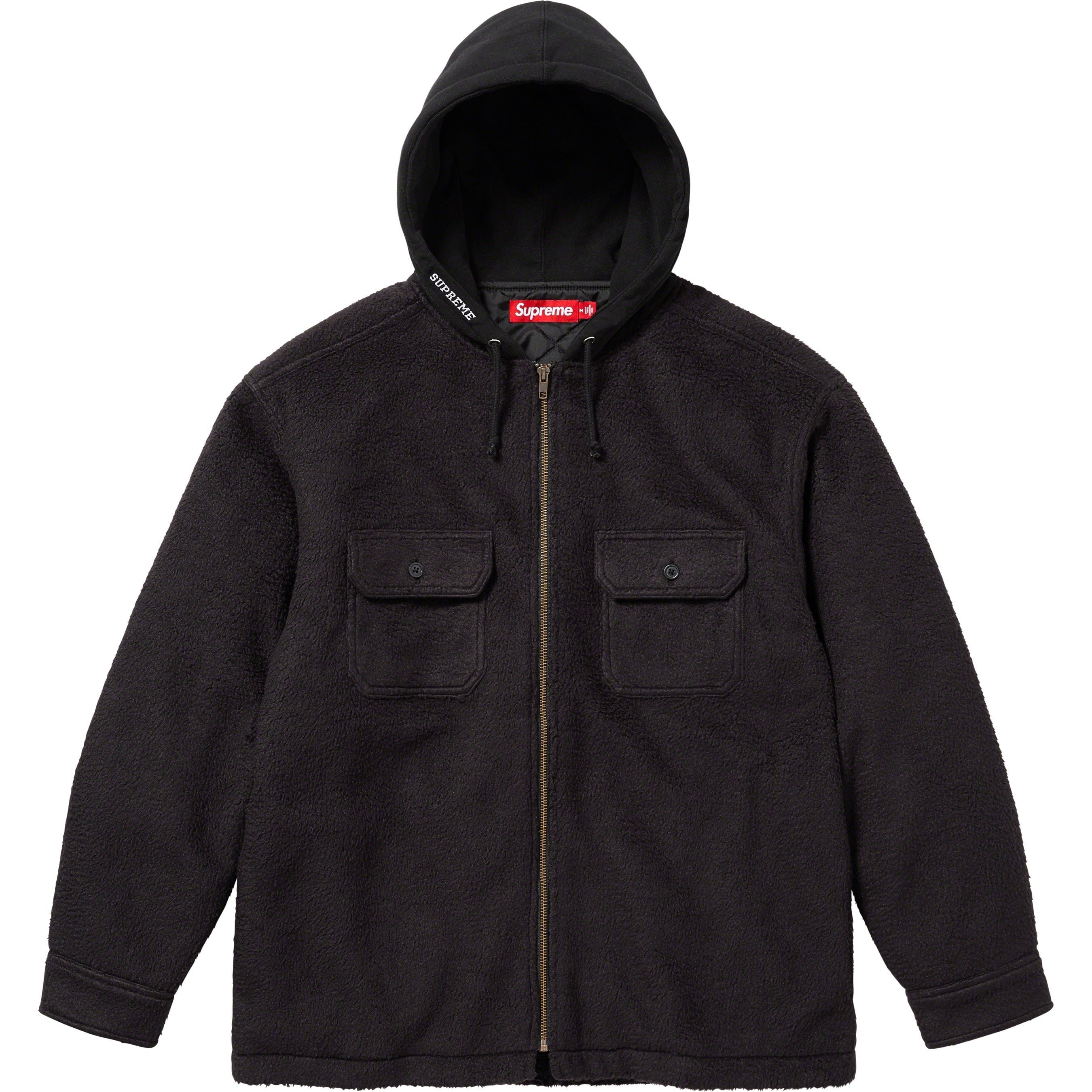 Supreme Fleece Zip Up Hooded Shirt (FW23) - Black - $158