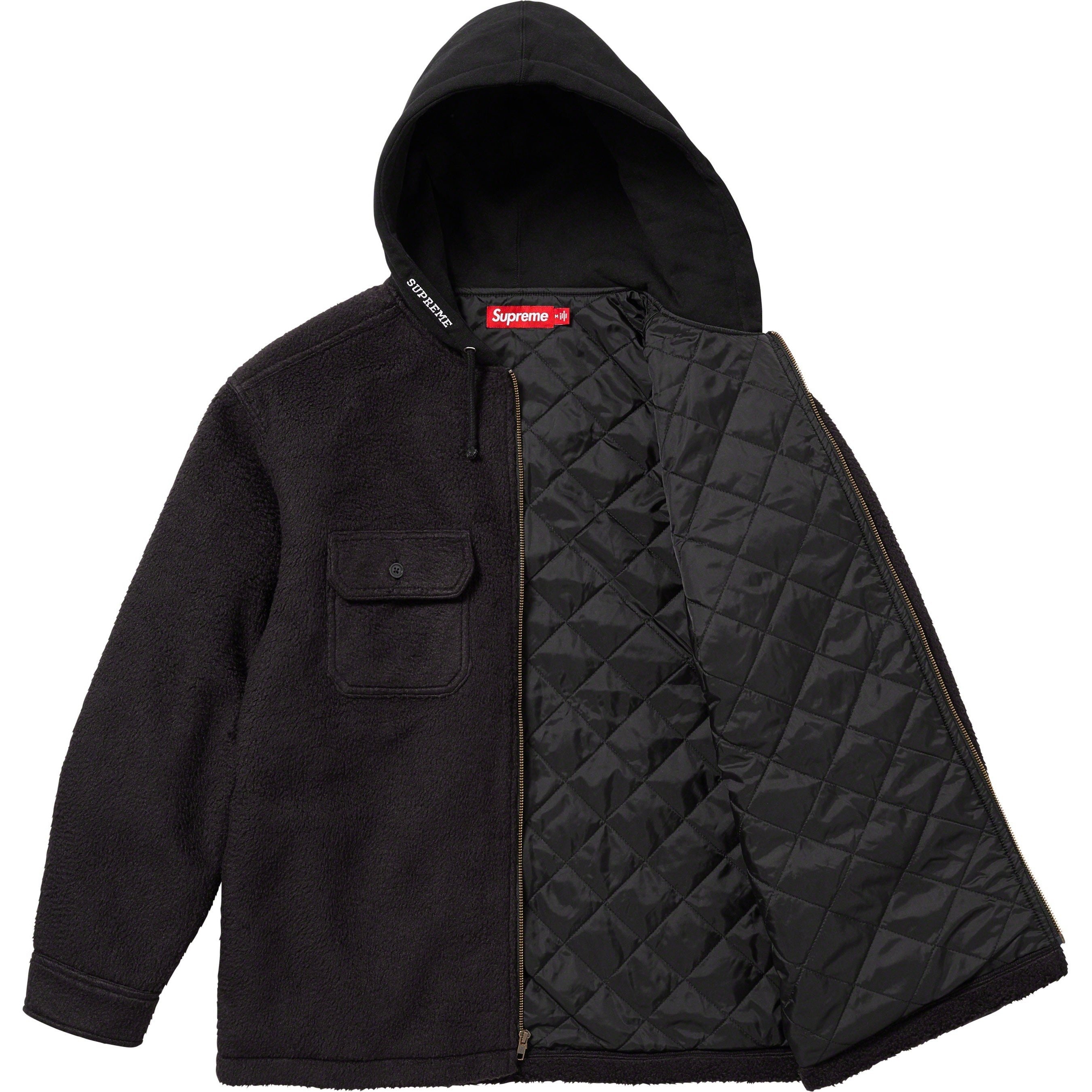 Supreme Fleece Zip Up Hooded Shirt (FW23) - Black - $158