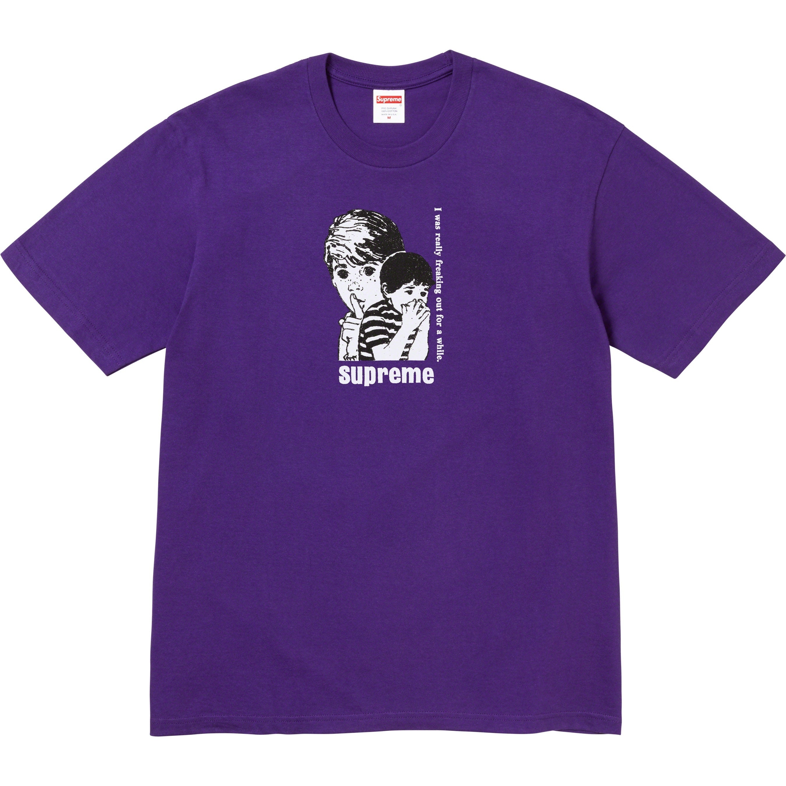 Supreme Freaking Out Tee (FW23) - Purple - $40