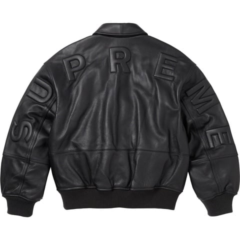 Supreme GORE-TEX Infinium WINDSTOPPER® Leather Varsity Jacket - Black
