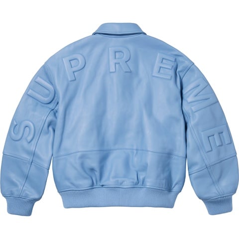 Supreme GORE-TEX Infinium WINDSTOPPER® Leather Varsity Jacket - Light Blue