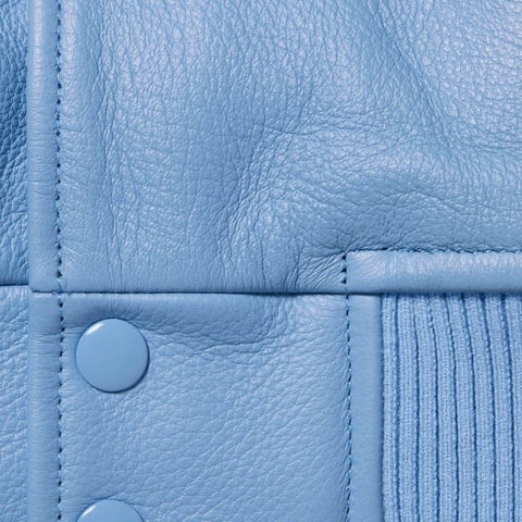 Supreme GORE-TEX Infinium WINDSTOPPER® Leather Varsity Jacket - Light Blue