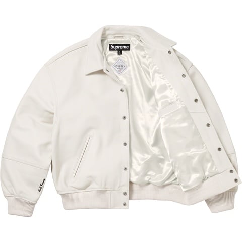 Supreme GORE-TEX Infinium WINDSTOPPER® Leather Varsity Jacket - White