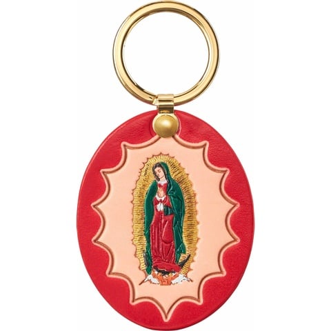 Supreme Guadalupe Leather Keychain - Red