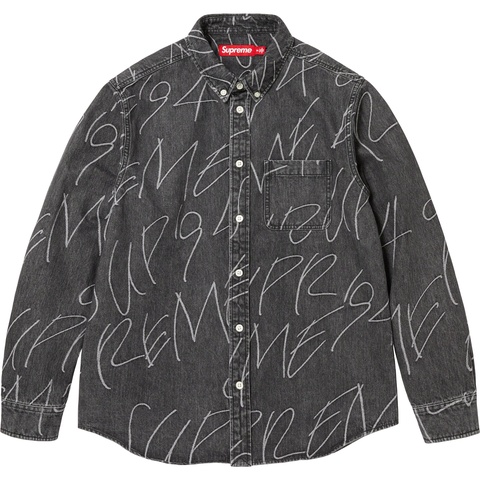 Supreme Handwriting Jacquard Denim Shirt - Washed Black
