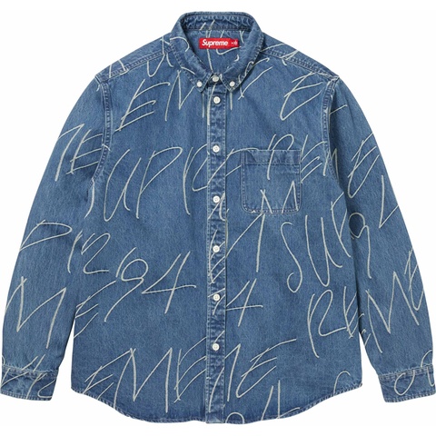 Handwriting Jacquard Denim Shirt - Supreme