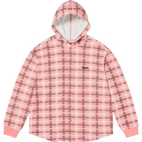 Supreme Hooded Plaid Knit Shirt - Pink