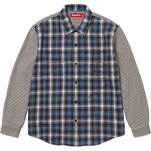 Supreme Houndstooth Plaid Flannel Shirt - Navy