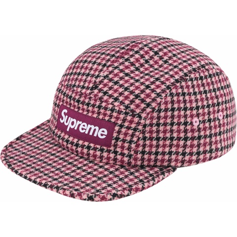 Supreme Houndstooth Wool Camp Cap - Pink