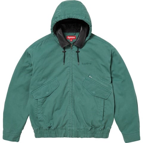 Supreme Leather Collar Utility Jacket - Green