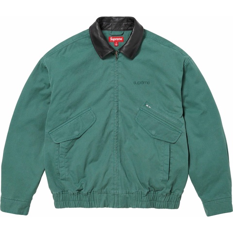 Supreme Leather Collar Utility Jacket - Green
