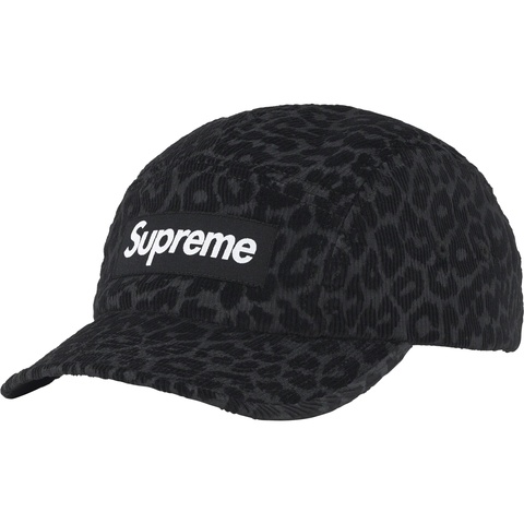 Supreme Leopard Corduroy Camp Cap - Black