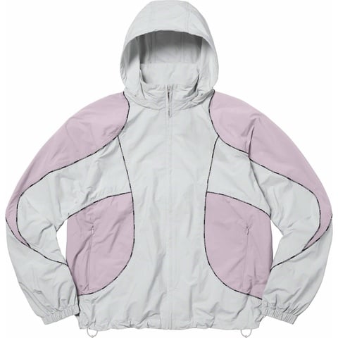 Supreme Logo Piping Hooded Track Jacket - Grey